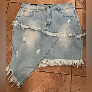 Frayed Denim Skirt size Large
